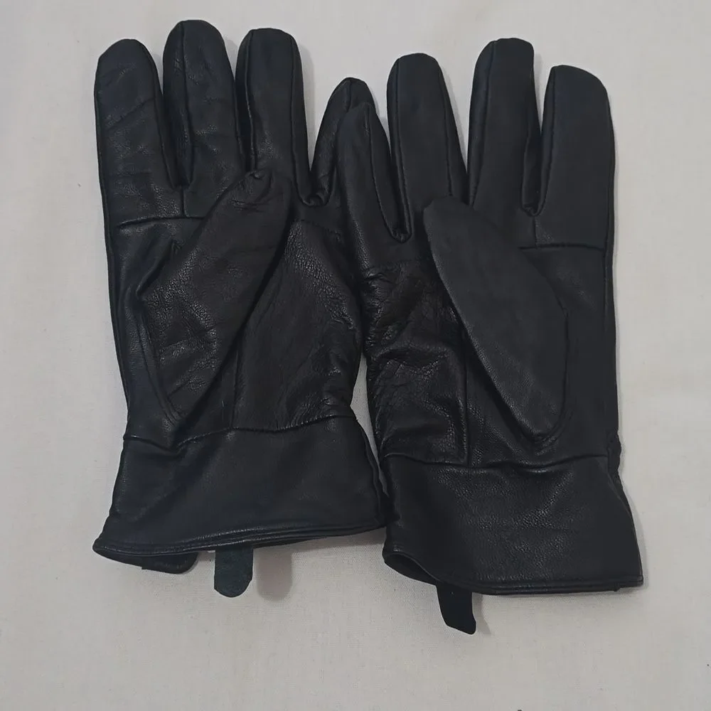 Women's Black Leather Gloves L